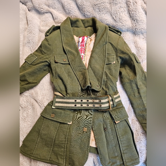 L.A.M.B. Jackets & Blazers - L.a.m.b - Military Style Women's Green Belted Jacket